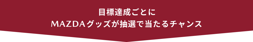 目標達成ごとにMAZDAグッズが抽選で当たるチャンス