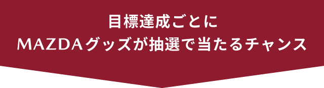 目標達成ごとにMAZDAグッズが抽選で当たるチャンス